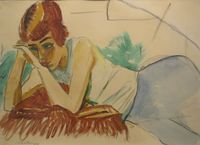 Ruhendes Mädchen (Resting Girl) by Hermann Max Pechstein contemporary artwork painting, works on paper, drawing