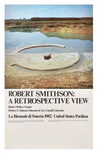 A retrospective view poster (Broken Circle Spiral Hill) by Robert Smithson contemporary artwork drawing