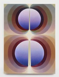 Split Orbs in purple, ochre, and brown by Loie Hollowell contemporary artwork painting, works on paper