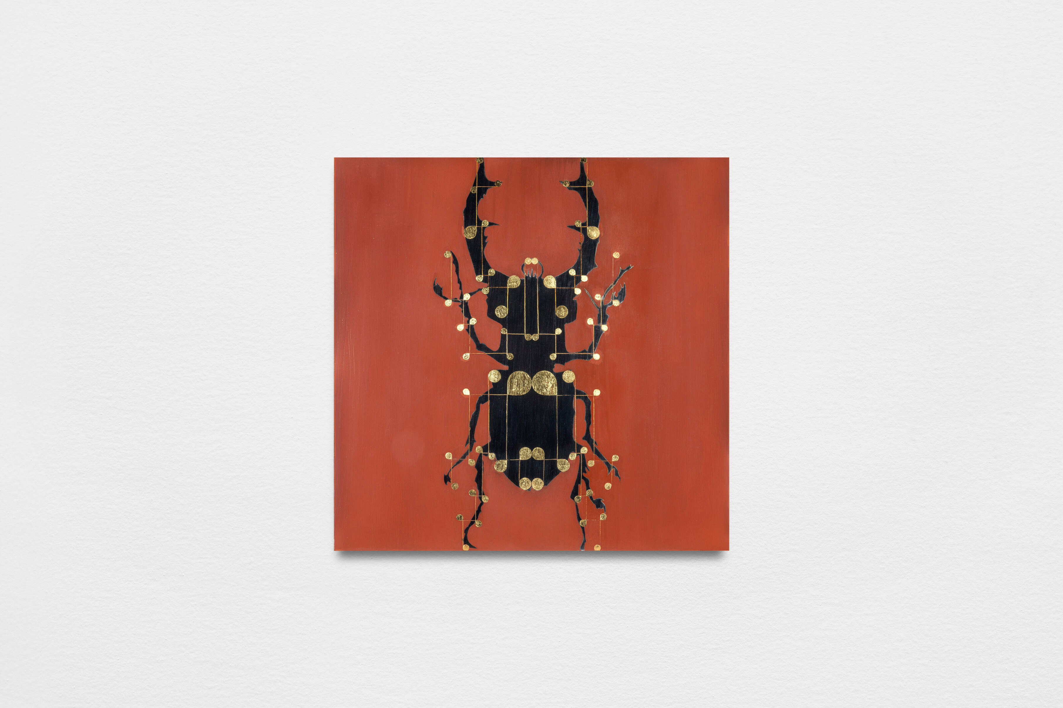Escarabajo, 2023 by Gabriel Orozco, Tempera, gold leaf, graphite