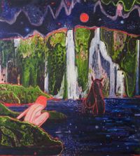 Night Swimming with Horse I by Stephen Pleban contemporary artwork painting, works on paper
