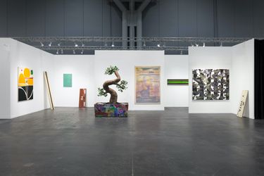 Installation view, artwork from left to right: Kaz Oshiro, Takuro Tamura, Mungo Thomson. Photo: Pierre Le Hors