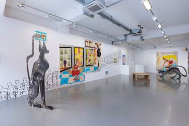 Exhibition view: Tschabalala Self, Bodega Run, Pilar Corrias, London (7 September–27 September 2017). Courtesy the artist and Pilar Corrias. Photo: Damian Griffiths.