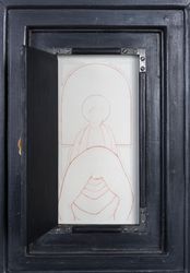 Our Lady of the Step Brothers (inset), 1983-1989. Graphite, textured gesso and found materials on wood, 42 x 31 x 4 in.  
