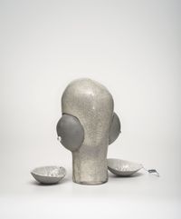 Head(case): 91. The silver sound of dragees by Julia Morison contemporary artwork painting, ceramics