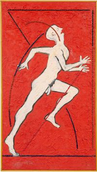 Running Reaching Figure by Derek Boshier contemporary artwork painting