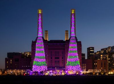 David Hockney’s Huge iPad Christmas Trees Light Up Battersea