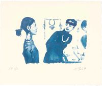 Hong Hai'er Putting in Earrings 3 紅孩兒戴耳環 3 by Liu Xiaodong contemporary artwork print