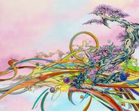 Divine Tree by You Jin contemporary artwork painting, mixed media