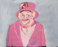 Queen Elizabeth (565-22) by Vincent Namatjira contemporary artwork painting, works on paper