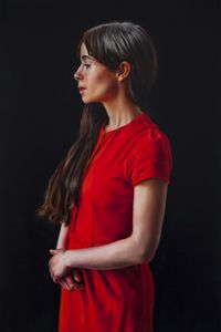 Photogénie - Figure in Red  (Number 11 from a series of 12 paintings) by David O'Kane contemporary artwork painting