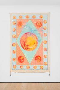 Orangenteppich [Orange Carpet] - magic carpet by Renate Bertlmann contemporary artwork painting, works on paper