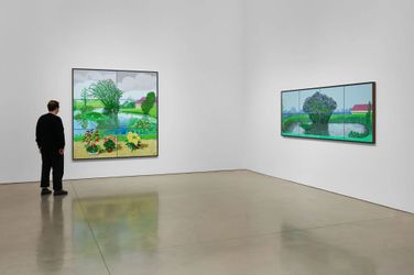 Exhibition view: David Hockney, 20 Flowers and Some Bigger Pictures, Pace Gallery, New York (13 January–25 February 2023). Courtesy Pace Gallery.