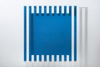 Colors, light, projection, shadows, transparency: situated works blue by Daniel Buren contemporary artwork mixed media