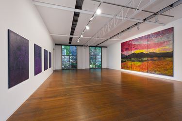 Exhibition view: Daniel Boyd, AND THE HORIZON SWALLOWED THE TORTOISE, Roslyn Oxley9 Gallery, Sydney (15 July–15 August 2020). Courtesy Roslyn Oxley9 Gallery. Photo: Luis Power.