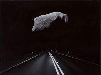 Near Earth aesteroid with highway (Ida) by Tony Lloyd contemporary artwork painting