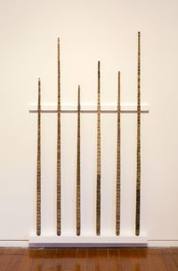 Literature review (pool cues from Year of the Pig Sty) by Hany Armanious contemporary artwork installation