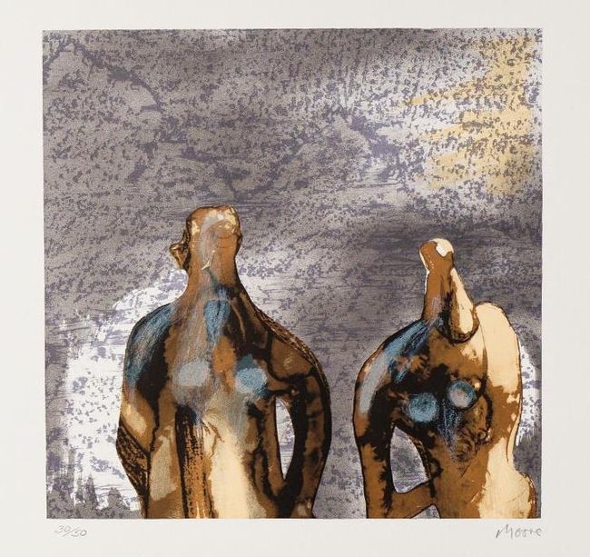 Figures with Sky Background I by Henry Moore contemporary artwork