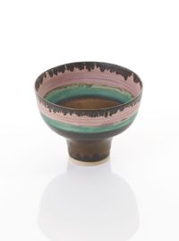 Bowl with Pink Inlay and Turquoise Band by Lucie Rie contemporary artwork sculpture, ceramics
