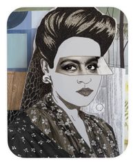 Clarivel with Black Blouse and White Ribbon by Mickalene Thomas contemporary artwork painting