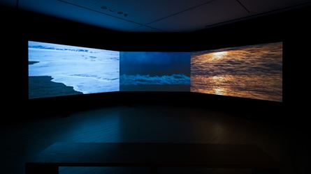 Wu Tsan-Cheng, Taiwan Sound Map Project Edition –Coastline 002, (2016-2018). 3 channel video, multi-channel stereo, dimensions variable. Courtesy Lin & Lin Gallery.