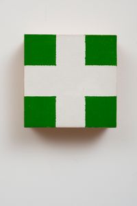 Block Painting Green and White Cross by John Nixon contemporary artwork painting