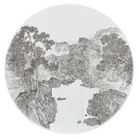 Imitating White Lake by Zhou Chen, Ming Dynasty 臨摹明周臣白潭圖 by Chen Chun-Hao contemporary artwork sculpture, mixed media