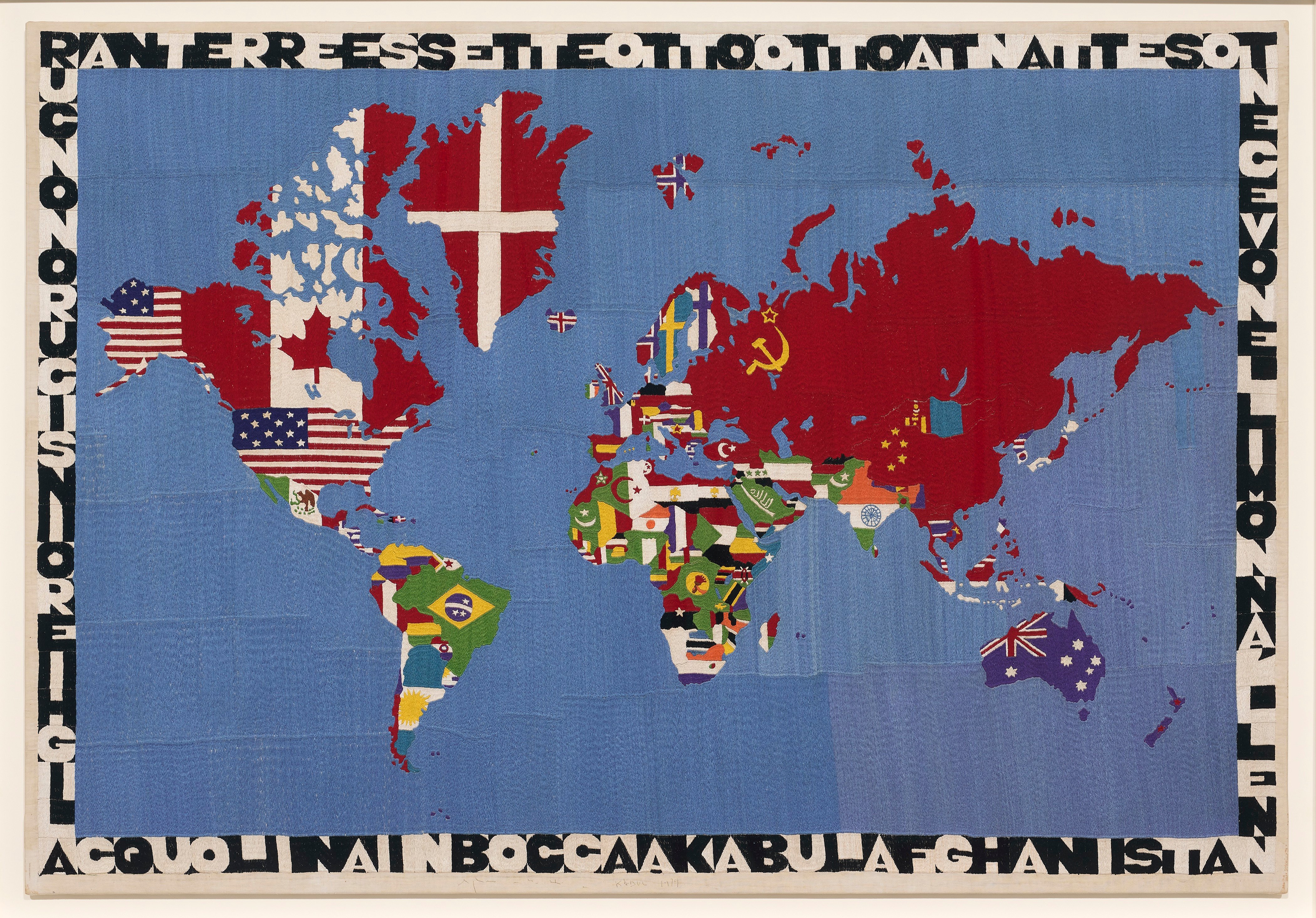 Mappa, 1978–1979 by Alighiero Boetti, Embroidery, 91 x 132 cm (2 