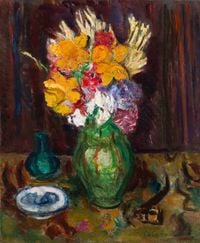 Jonquilles dans un vase vert by Charles Camoin contemporary artwork painting