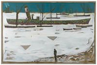 Frozen Estuary - Off Chatham, 1895 (Version Y) by Billy Childish contemporary artwork painting, works on paper, drawing