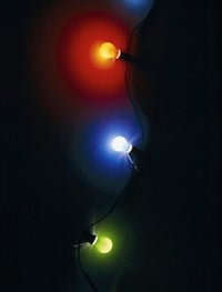 Three lightbulbs, red, blue, and green by João Penalva contemporary artwork photography