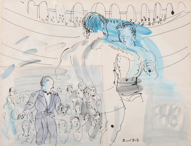 Étude pour le combat de boxe de Primo Carnera à l'Albert-Hall de Londres en 1930 by Raoul Dufy contemporary artwork