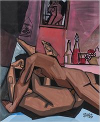 Lovers by Peter Clarke contemporary artwork painting, works on paper