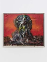 Bronze Bust Against Sunset Glows by Zhou Yilun contemporary artwork painting