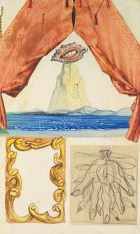 Projet de présentation pour bijoux, ajout d’une esquisse de bijou de main végétale (1949) en bas à droite by Salvador Dalí contemporary artwork painting, works on paper, photography, print, drawing