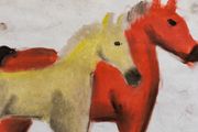 Two horses, one pale and one red by Andrew Sim contemporary artwork 6