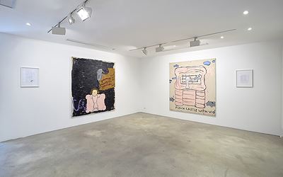 Exhibition view: Rose Wylie, Cupid & Fur Coat, CHOI&LAGER Gallery, Cologne (10 March–7 May 2017). Courtesy CHOI&LAGER Gallery.