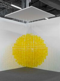 Yellow sphere by Julio Le Parc contemporary artwork installation