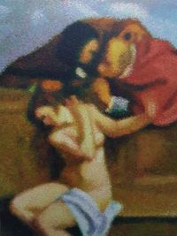 After Artemisia Gentileschi (Susanna and the elders) by Roldan Manok Ventura contemporary artwork painting