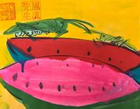 Grasshoppers Tasting Watermelons by Walasse Ting contemporary artwork painting