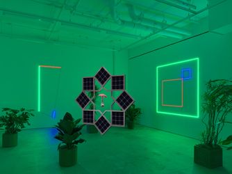 Exhibition view: Haroon Mirza, For A Dyson Sphere, Lisson Gallery, 508 West 24th Street, New York (13 January—12 February 2022). © Haroon Mirza. Courtesy Lisson Gallery.