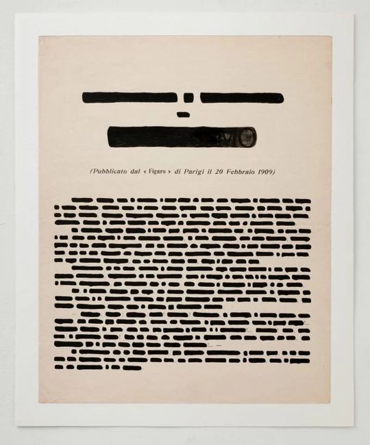 Manifesto del Futurismo by Emilio Isgrò contemporary artwork