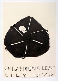 Spider on a Lily Bud (with Line on Head) by Rose Wylie contemporary artwork painting, works on paper, print, mixed media