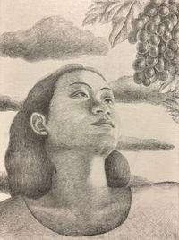 Man and Grapes by Tang Shuo contemporary artwork drawing