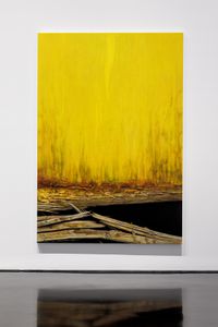 Haze and pier (gold) by Andrew Browne contemporary artwork painting, works on paper