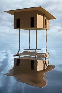 Tan House on Stilts by James Casebere contemporary artwork photography
