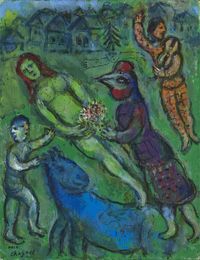Nu vert au village by Marc Chagall contemporary artwork painting, works on paper, drawing