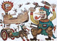 The Journey of the Ships Wrapped in Time by Heri Dono contemporary artwork painting