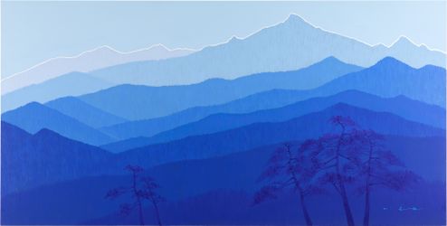 Lee Choun Hwan, The Mood of the Mountain #577, 2021, mixed media on canvas, 147 x 291cm. Courtesy Seojung Art.