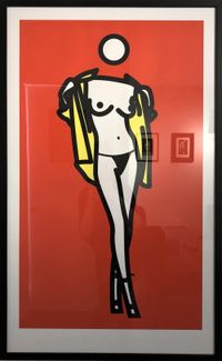 Woman taking off man's shirt by Julian Opie contemporary artwork print